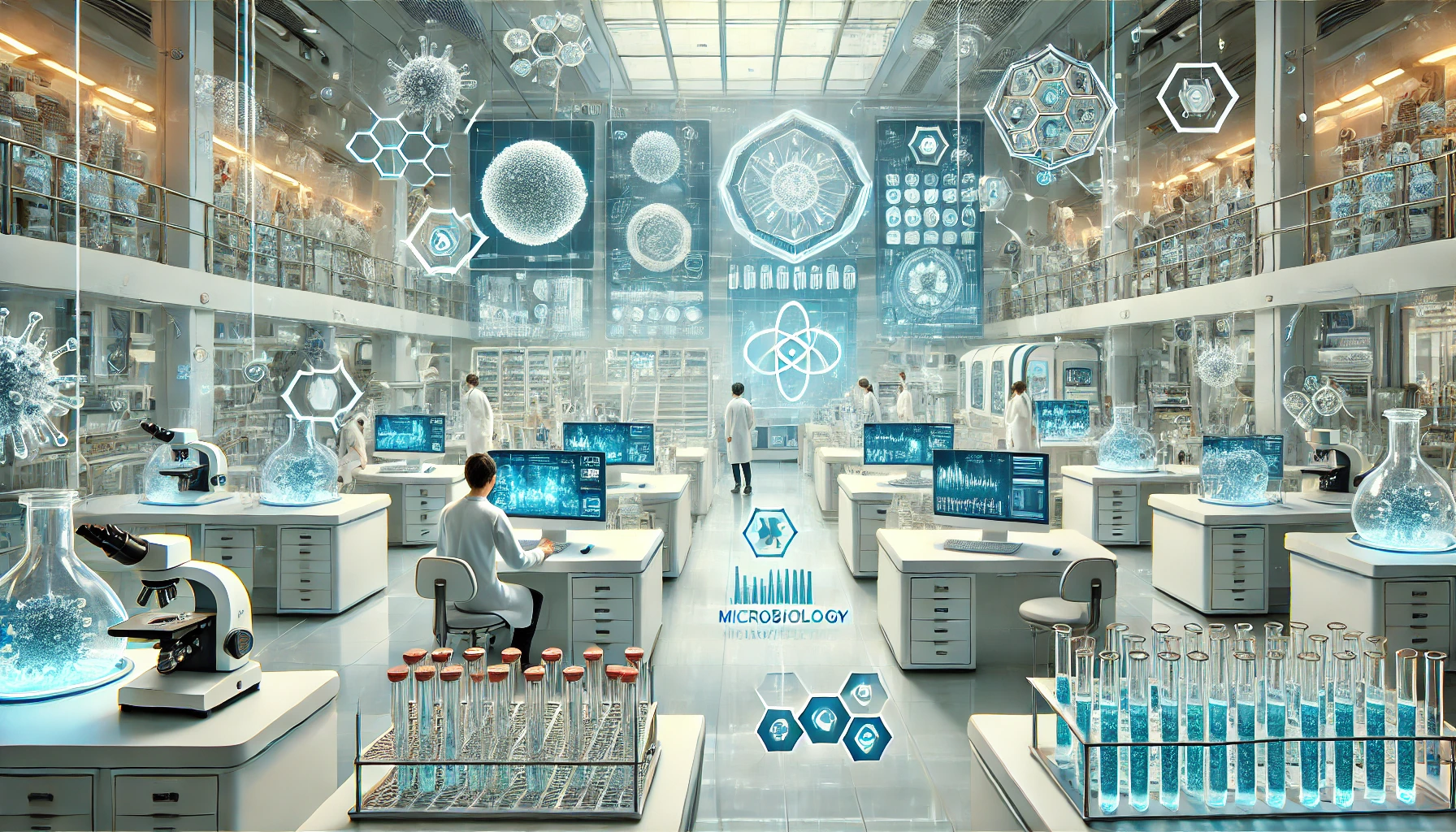 DALL·E 2024-11-18 09.15.59 - A futuristic biotechnology research facility showcasing innovation in microbiology and medical device manufacturing. The illustration includes